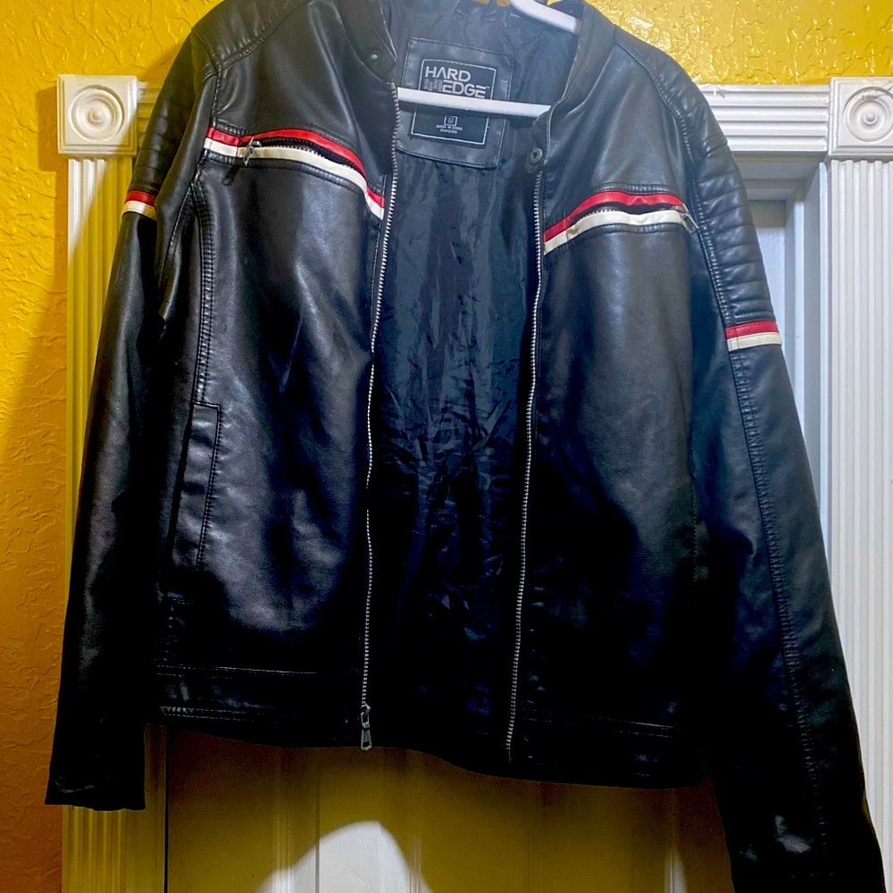 Hard edge motorcycle jacket for men